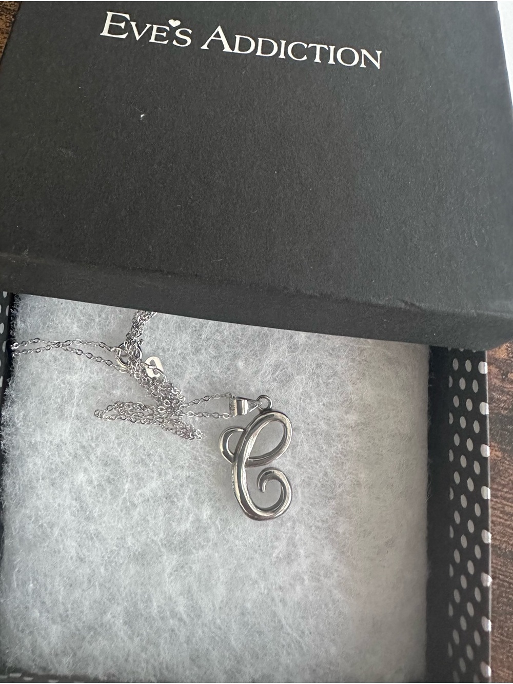 Eve’s Addiction Sterling Silver Script C Pendant Necklace